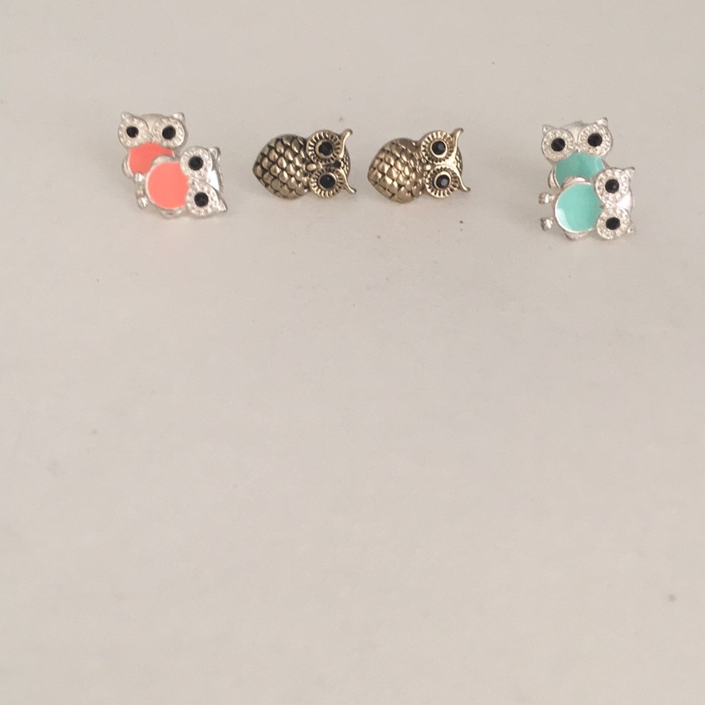 3 Pairs of Owl Earrings